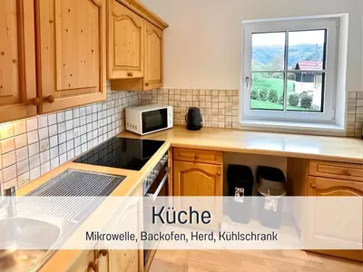 Küche/Küchenzeile in der Unterkunft Waldrefugium nahe Gmunden - Ferienapartment für Familie und Hund