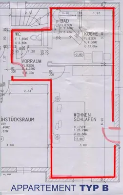 Grundriss der Unterkunft Appartements Pension Elfi