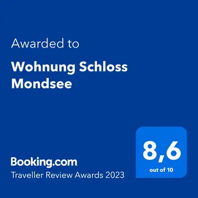 Ein Zertifikat, Auszeichnung, Logo oder anderes Dokument, das in der Unterkunft Wohnung Schloss Mondsee ausgestellt ist