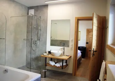 Ein Badezimmer in der Unterkunft Ramsbergerhof