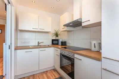 Küche/Küchenzeile in der Unterkunft Appartements am Edthof