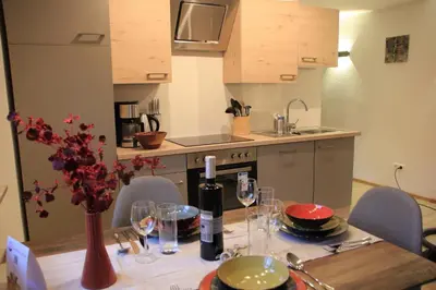 Küche/Küchenzeile in der Unterkunft Ferienhaus Kühlwein