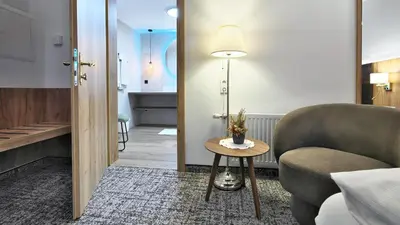 Ein Sitzbereich in der Unterkunft Pension Wolfgangsee