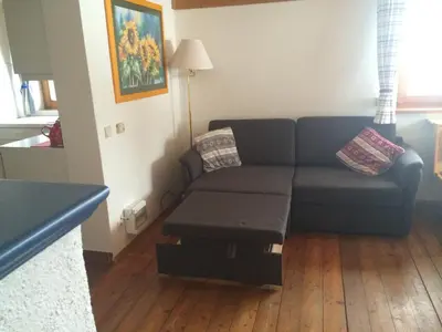 Ein Sitzbereich in der Unterkunft Kesslerhütte