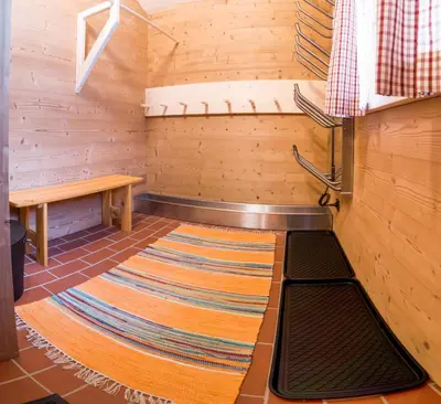 Ein Bett oder Betten in einem Zimmer der Unterkunft Skihütte
