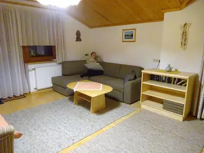 Ein Sitzbereich in der Unterkunft Ferienwohnung Mützengruß