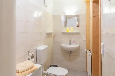 Ein Badezimmer in der Unterkunft Almhaus Alpenrose Postalm