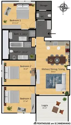 Grundriss der Unterkunft Penthouse am Sonnenhang mit exklusiver Ausstattung