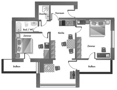 Grundriss der Unterkunft Appartement Kristall