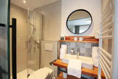 Ein Badezimmer in der Unterkunft Landhotel Laudersbach