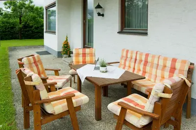 Ein Sitzbereich in der Unterkunft Ferienhaus Birkenweg