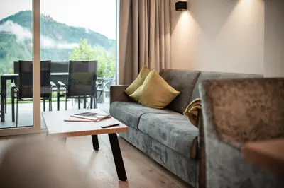 Ein Sitzbereich in der Unterkunft Appartement Alpenrot