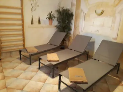 Ein Sitzbereich in der Unterkunft Haus Silvia