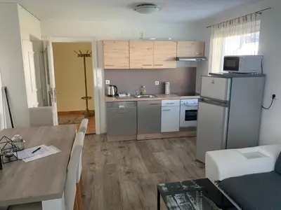 Küche/Küchenzeile in der Unterkunft Nexi s Appartement an der Enns 9