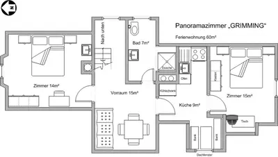 Grundriss der Unterkunft Ferienwohnung Krennbauer