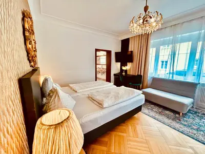 Ein Bett oder Betten in einem Zimmer der Unterkunft Villa am Stadtpark