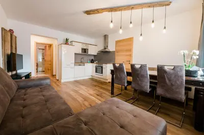 Küche/Küchenzeile in der Unterkunft Appartment Sorgenfrei