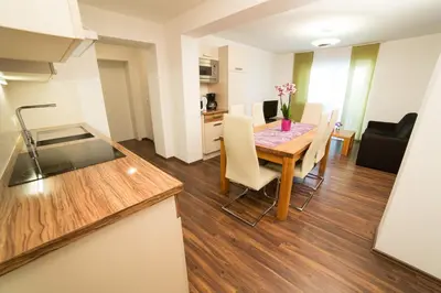 Küche/Küchenzeile in der Unterkunft Apartments Reiterbäck