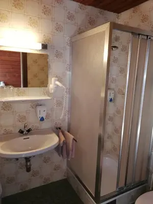 Ein Badezimmer in der Unterkunft Wieselmühle Forellenhof