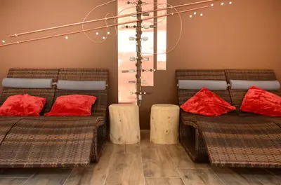 Ein Sitzbereich in der Unterkunft Aktiv- und Wellnesshotel Gutjahr