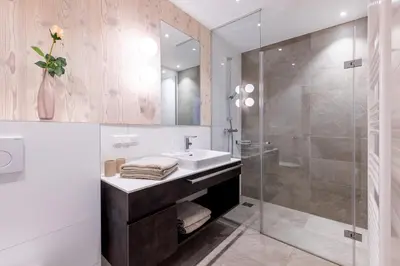 Ein Badezimmer in der Unterkunft wohn.genuss app traumhaus