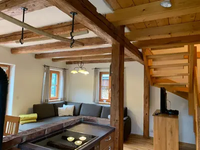 Ein Sitzbereich in der Unterkunft Ferienhaus Gaiswinkler