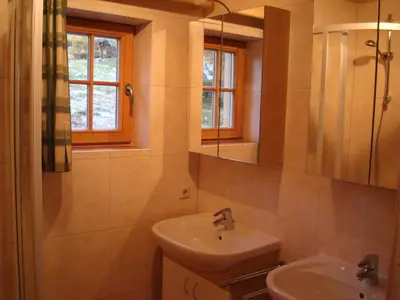 Ein Badezimmer in der Unterkunft Lärchenhütte