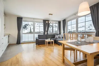 Ein Sitzbereich in der Unterkunft Appartement Haus Faßwald