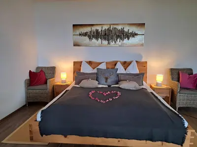 Ein Bett oder Betten in einem Zimmer der Unterkunft Traum Blick Sankt Gilgen