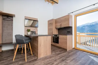 Küche/Küchenzeile in der Unterkunft Bergappartements Pröll
