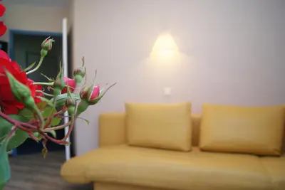 Ein Sitzbereich in der Unterkunft Apartments Hartsleben