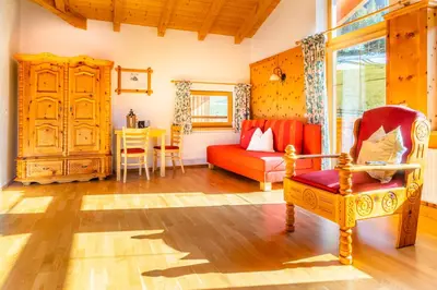 Ein Sitzbereich in der Unterkunft Öko-Appartements Fallhaus