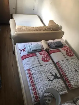 Ein Bett oder Betten in einem Zimmer der Unterkunft Grüner Baum ferienwohnung