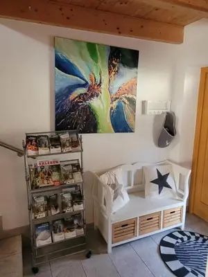 Ein Sitzbereich in der Unterkunft Apartment Katalin