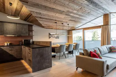 Küche/Küchenzeile in der Unterkunft Appartements Wehrhof by Schladmingurlaub