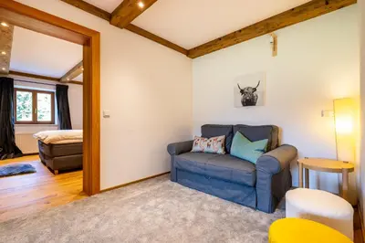 Ein Sitzbereich in der Unterkunft Urlaubsparadies Bogenhof - 5 Minuten zum Lift