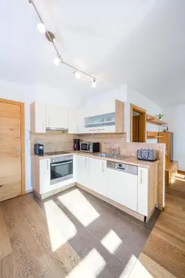Küche/Küchenzeile in der Unterkunft Brückenwirt's Ferienwohnung