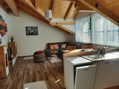 Ein Sitzbereich in der Unterkunft Ferienwohnung Leni