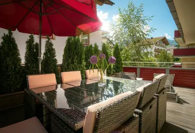 Ein Patio oder anderer Außenbereich in der Unterkunft Ski-In/Ski-Out Appartements Augasse by Schladming-Appartements