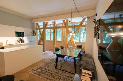 Küche/Küchenzeile in der Unterkunft Apartment in historischer Villa mit Parkplatz