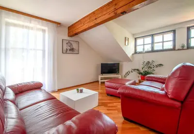 Ein Sitzbereich in der Unterkunft Appartement Sisipark
