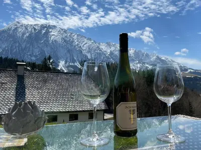 Ein allgemeiner Bergblick oder ein Berglick von der Ferienwohnung aus