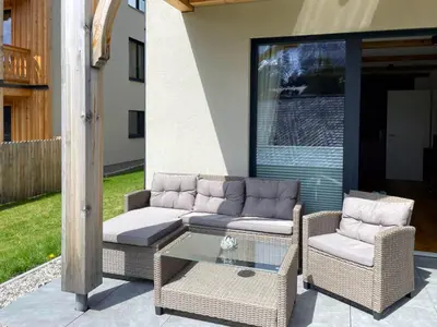 Ein Sitzbereich in der Unterkunft Alpenblick Apartment
