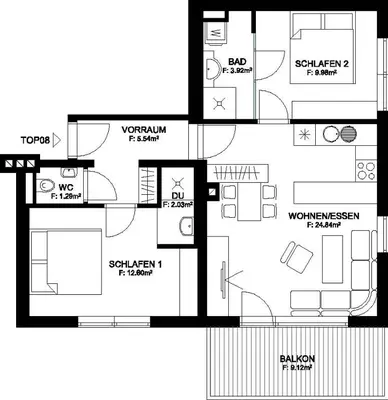 Grundriss der Unterkunft Apartment Eden Großbichl