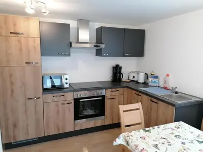 Küche/Küchenzeile in der Unterkunft Ferienwohnung Weppermühle