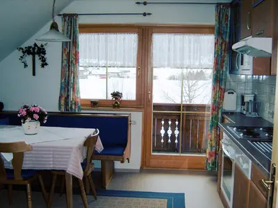 Küche/Küchenzeile in der Unterkunft Haus Bauer Appartment I mit Balkon