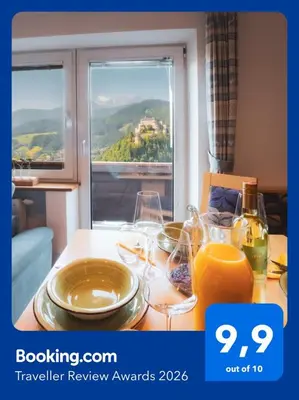 Grundriss der Unterkunft Haus Biechl mit Blick auf die Burg Hohenwerfen