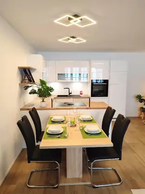 Küche/Küchenzeile in der Unterkunft Modern Mountain Apartment - free parking & sauna