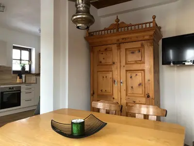 Küche/Küchenzeile in der Unterkunft Luserblick