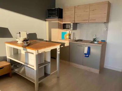 Küche/Küchenzeile in der Unterkunft Schöne Ferienwohnung mit Wolfgangseeblick